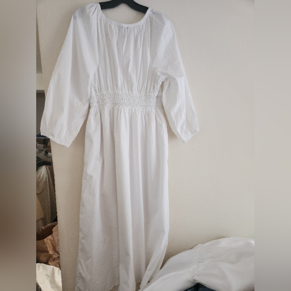 Jcrew v-neck midi dress cotton poplin white sz M, L available NWT - Picture 11 of 14